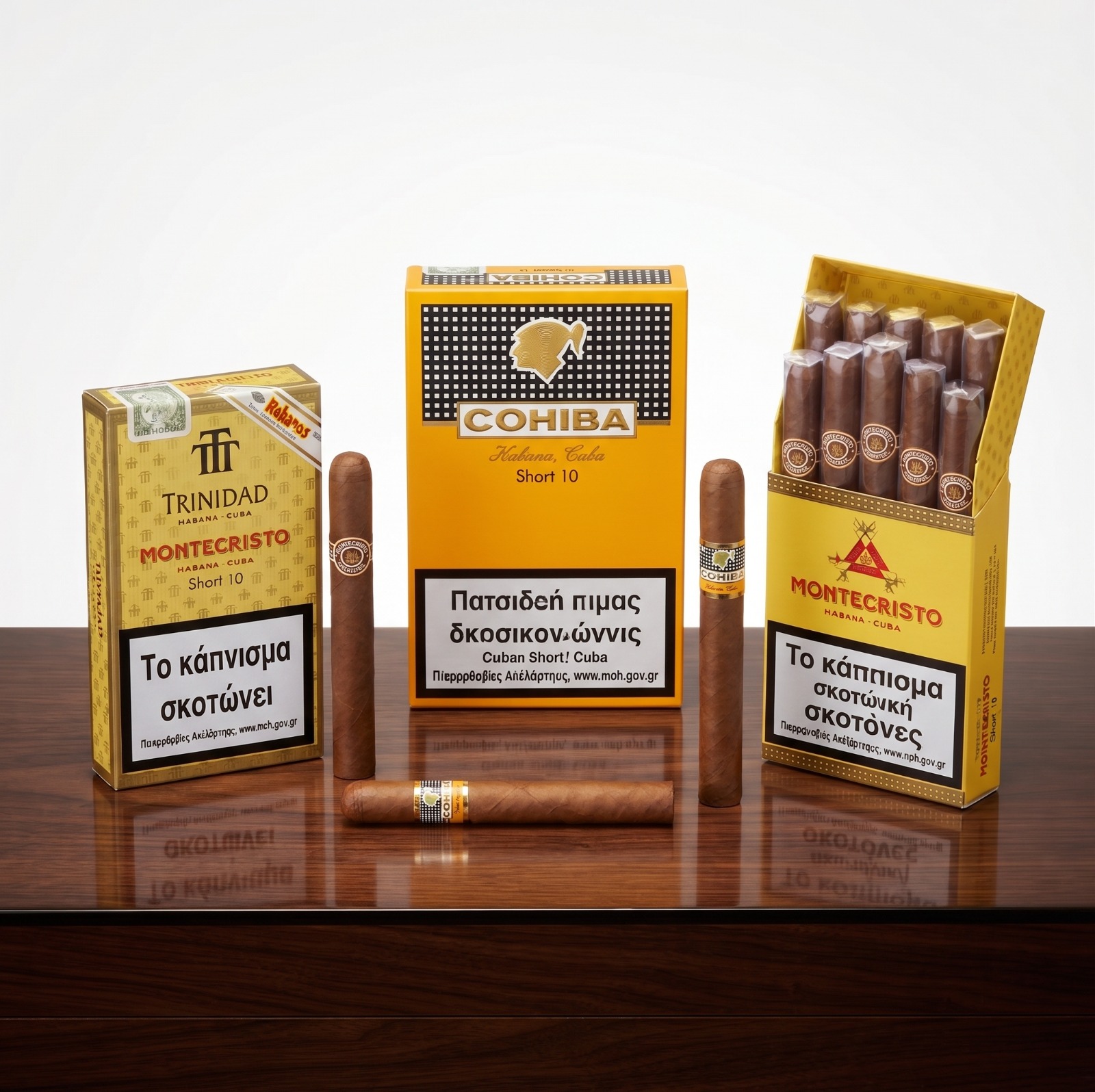 Küba Short Sigarillo Serisi Cohiba, montecristo ve Trinidat 3 paket 10'lu
