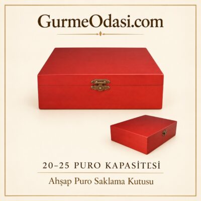 Kırmızı Ahşap Puro Saklama Kutusu (20-25 Kapasiteli Humidor) - Öne Çıkan Görsel