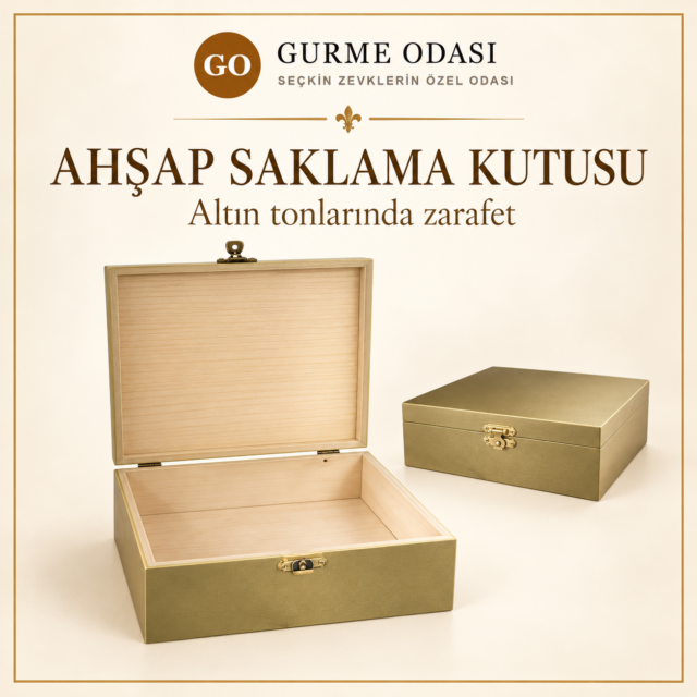 Gold ahşap puro saklama kutusu, 20-25 kapasiteli kahverengi humidor